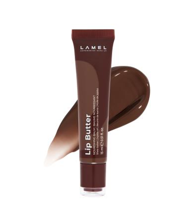LAMEL Nourishing Lip Butter Tinted Lip Balm - Hydrating Formula with Cocoa Butter & Vitamin E - Sheer Brown Tint Moisturizing Glossy Natural Non-Sticky - 02 Brownie - 0.5 fl.oz / 15 ml