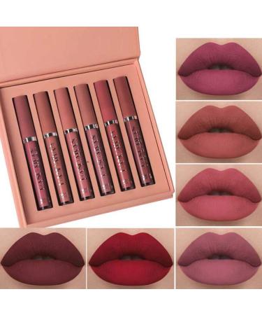 6 Colors Matte Lipstick Set for Women | Long-Lasting & Waterproof Lip Gloss | Non-Stick Cup | Lip Makeup Gift Set - Color A - Buy Online on GoSupps.com