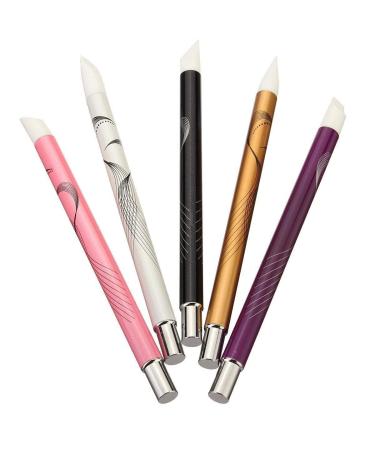 5Pcs Manicure Chic Silicone UV Gel Polish Pen Mixing Brushes Nail Art Supplies