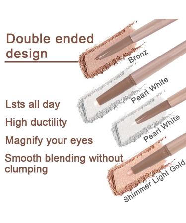 Shimmer Pearl White Cream Eyeshadow Stick and Bronze Eye Liner Pencil - 2Pcs Set | Light Gold Cream Eyeshadow Stick and White Eyeliner Pencil - Highlighter Eye Shadow Liner Crayon Duo - Pack of 1 - Buy Online on GoSupps.com