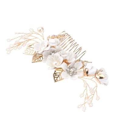 FRCOLOR Special Occasion Headpiece wedding hair for brides Flower hair rhinestone hair bridal hair clip wedding combs for hair for bride Alloy fancy white crystal Bridesmaid Hair Comb