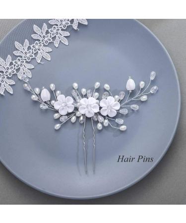 Unicra Bridal Silver Headpiece & Pearls Hair Pins - Elegant Wedding Hair Clips for Brides & Bridesmaids - Buy Online on GoSupps.com