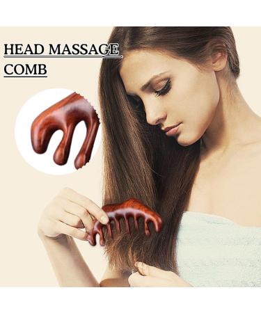 Head Meridian Massage Comb - Green Sandalwood Therapy Comb with 5 Wide Teeth for Hair & Blood Circulation - Enhance Acupuncture Experience - Buy Online on GoSupps.com