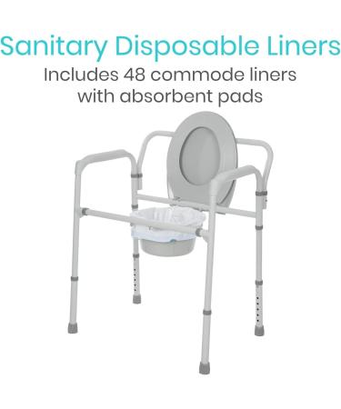 Vive Commode Liners with Absorbent Pads - 48 Pack - Leakproof Disposable Porta Potty Liners for Bariatric Standard Arm Chairs - Buy Online on GoSupps.com