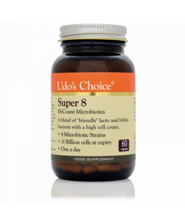 Udo's Choice Super 8 Immune Probiotics - Hi Count Microbiotics with Vitamin C - Supports Bowels and Digestive Health One a Day Probiotics 42 Billion Cell Count -8 Microbiotic Strains - 60 Capsules 60 Count (Pack of 1)