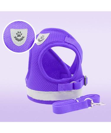 Meioro Adjustable Dog Harness & Leash Set | Soft Padded Vest for Small & Medium Dogs | Reflective Black & Purple | Perfect for Puppies & Cats - Buy Online on GoSupps.com