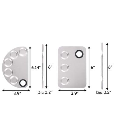 TIHOOD Stainless Steel Makeup Palette Set - 2PCS 5-well/3-well with Spatula, Ideal for Mixing Foundation, Nail-art, and Cosmetics - 6''x4'' Silver - Buy Online on GoSupps.com