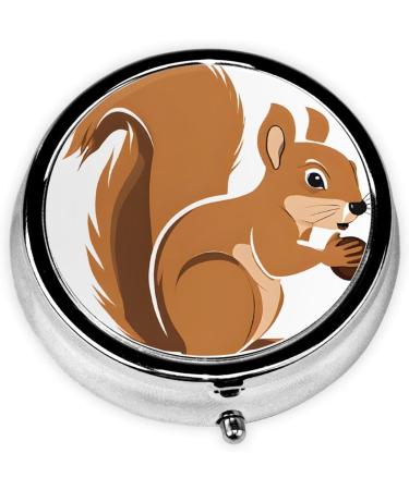 Cartoon Squirrel Round Pill Box - 3 Compartment Mini Decorative Travel Organizer for Medicine & Vitamins - Buy Online on GoSupps.com