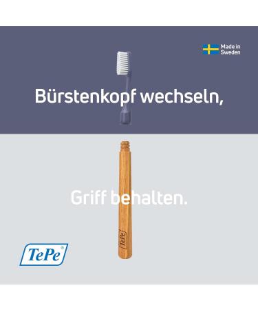 TEPE Choice Soft Toothbrush - 1 Wooden Handle & 3 Brush Heads for Effective Plaque Removal | International Shipping Available - Buy Online on GoSupps.com