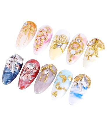 SILPECWEE 3D Metal Nail Art Decoration Set - Rose Gold Silver Nail Studs, Moon Star Charms - 6 Boxes with Tweezers & Picker Pencil - Buy Online on GoSupps.com