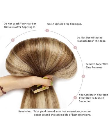 Hotlulana Tape In Extensions - Real Hair 16 (#2/6/18 Chestnut Brown to Light Brown Mix Light Blonde) - 40PCS 80G Invisible Skin Weft - Buy Online on GoSupps.com