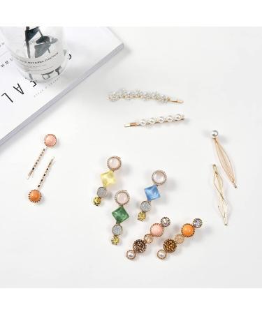 Mehayi Handmade 20-Piece Pearl & Acrylic Resin Hair Clips | Marble Alligator Bobby Pins & Glitter Crystal Geometric Accessories | Perfect Gifts for Women and Girls - Buy Online on GoSupps.com