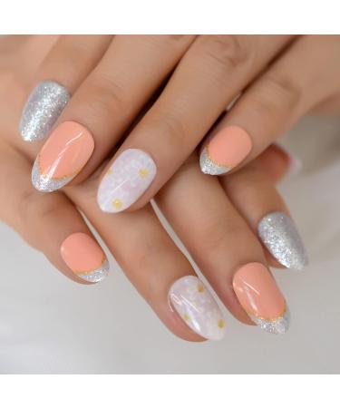 24-Piece Daisy Blossom Silver Glitter Flower Set - Soft Orange Shiny Design for Picnics Dates & Parties - Buy Online on GoSupps.com