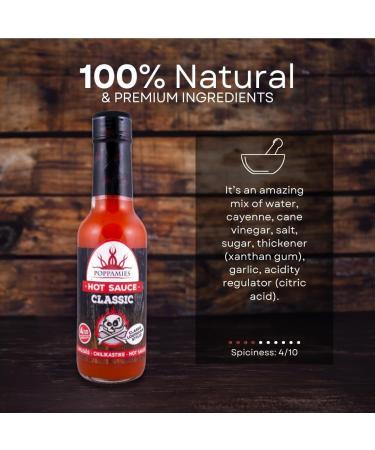Poppamies Classic Hot Sauce - Gluten-Free Vegan Spicy Chicken Wing Sauce (4/10) - 150 ml - Buy Online on GoSupps.com