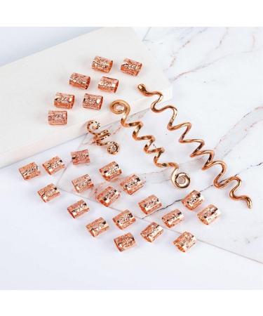 28 Pcs Braid Hair Accessories Celtic Hair Jewelry Dreadlock Accessories Loc Jewelry Hair Braid Coil Jewel Hair Cuffs Hair Clips for Women Girls rose gold - Buy Online on GoSupps.com