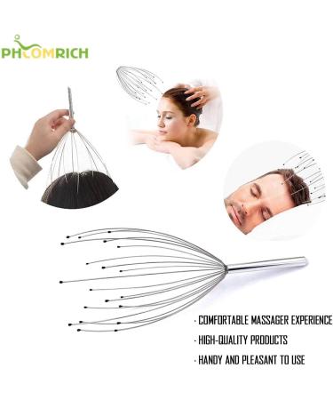 Phcomrich 20 Finger Scalp Massage Tools - Handheld Head Massager for Hair Stimulation & Stress Relief (2 Pack Silver) - Deep Relaxation International Shipping Available - Buy Online on GoSupps.com
