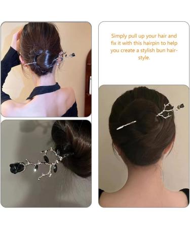 Lurrose 2 Pieces Metal Hair Stick Vintage Flower Hair Sticks Chinese Hair Sticks Hair Pin Retro Hair Stick Hair Accessories Headpiece for Girls Women DIY Hair Accessories Gift - Buy Online on GoSupps.com