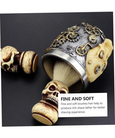Frcolor Skull Beard Brush Set - Wooden & Metal Shaving Brush for Travel & Face Cleaning | Premium Shaving Tools - Buy Online on GoSupps.com