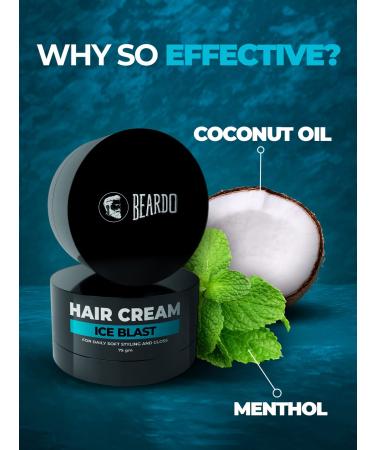 Beardo Ice Blast Hair Cream for Men | Cooling Styling Cream with Cool Lock Technology | 75gm/2.5Fl Oz | Daily Hair Care and Styling Solution - Buy Online on GoSupps.com