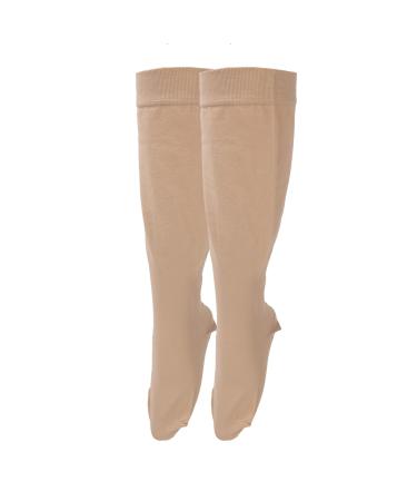 Compression stockings 23 to 32 mmHg knee high skin color varicose vein stockings oversize tight toe compression support for women wide calves (3xl)
