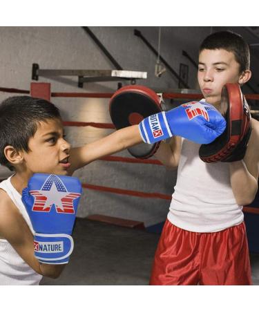 Xnature PU Kids Boxing Gloves - 4oz 6oz 8oz for Ages 5-12 | Blue Boxing Gloves for Kickboxing and Training - Perfect Christmas and Birthday Gift - Buy Online on GoSupps.com