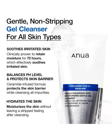 ANUA Moisturizing Gentle Gel Cleanser 150ml - Hyaluronic Acid Squalane & Ceramide Foaming Face Wash for pH Balance & Hydration | Korean Skincare - Buy Online on GoSupps.com