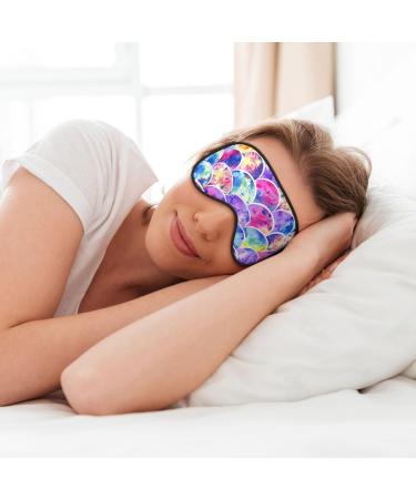 Rainbow Mermaid Print Light Blocking Eye Mask | Soft Adjustable Sleep Mask for Travel & Yoga - Buy Online on GoSupps.com