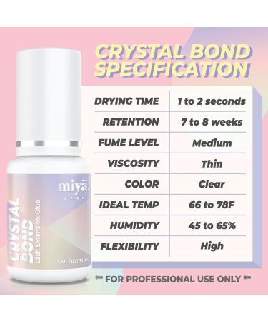 MIYA LASH Crystal Bond Professional Eyelash Extension Glue | 8 Weeks Retention | 1-2 Sec Dry Time | Volume & Classic Adhesive | Extra Strong Clear Lash Glue 5ml - Buy Online on GoSupps.com
