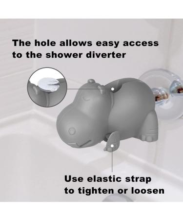 Bath Spout Cover for Kids - Silicone Faucet Protector Hippo Gray with Free Bathtub Toys - Kids Bathroom Accessories - Buy Online on GoSupps.com
