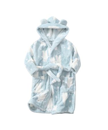 Colorful Kinder Cartoon bathrobe with hooded nightwear baby toddler nightgown flannel pajamas thicken plush towel for young girls 1-8 years old (polar bear 3-4 years) 3-4 years of polar bear