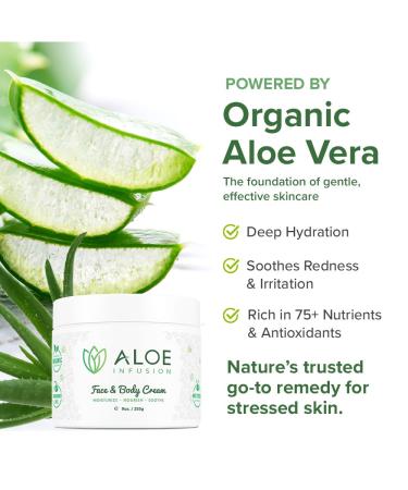 Aloe Infusion Aloe Vera Face & Body Cream Natural Moisturizer for Dry Sensitive & Irritated Skin Hydrating Non-Greasy Lotion with Shea Butter & Manuka Honey After-Sun Care & Eczema Cream 9 Ounce (Pack of 1) - Buy Online on GoSupps.com