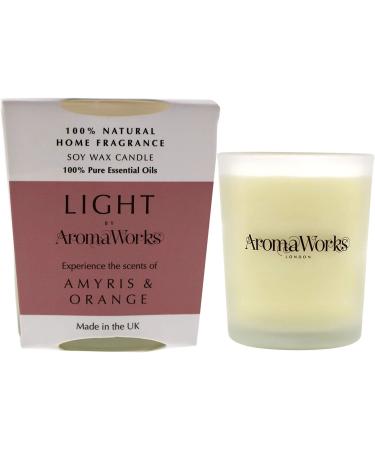 Light Range Amyris & Orange Candle | Creates a Calm Enhancing Atmosphere | Provides a Sense of Happiness | Naturally Scented | 100% Pure Essential Oils | 2.64 Oz