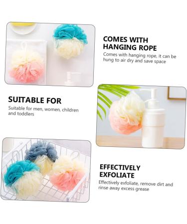 Healeved 8pcs Color Matching Bath Ball Body Scrubber Set - Natural Bath Sponges for Men and Women - Shower Poufs and Body Scrub Mitt - Buy Online on GoSupps.com