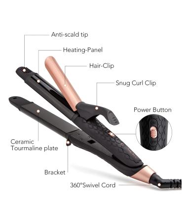 AmoVee Travel Curling Iron - Mini Dual Voltage 2-in-1 Flat Iron & Hair Straightener for Travel (1 Inch Black - Buy Online on GoSupps.com