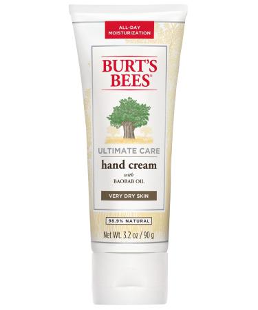 Burt's Bees Hand Cream for Dry Skin, Moisturizing Natural Lotion, Unscented, Ultimate Care with Baboab Oil, 3.2 Ounce (Packaging May Vary) Ultimate Care 1 Count