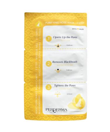 Perderma Korean 3 STEP Purifying Nose Pore Strips With Ginkgo Biloba & Green Tea Opens Up The Pores - Removes Blackheads - Tightens The Pores Nose Patches - 2 G