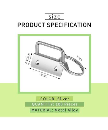 Outus 100 Pieces Key Fob Hardware Key Fob Keychain Wristlet with Split Ring (Silver 1 Inch) Silver 1 Inch - Buy Online on GoSupps.com