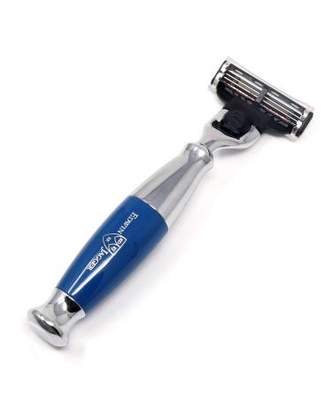 Edwin Jagger Diffusion 36 Series Chrome Handle - Compatible with Mach3 Razor Cartridge - Blue | International Shipping Available - Buy Online on GoSupps.com