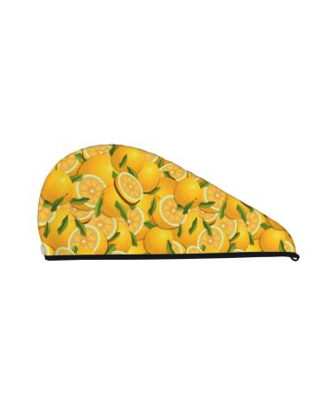Hair Towel Wrap Hair Drying Towel with Button Towel Turban Head Towel to Dry Hair Quickly (Yellow Limes)