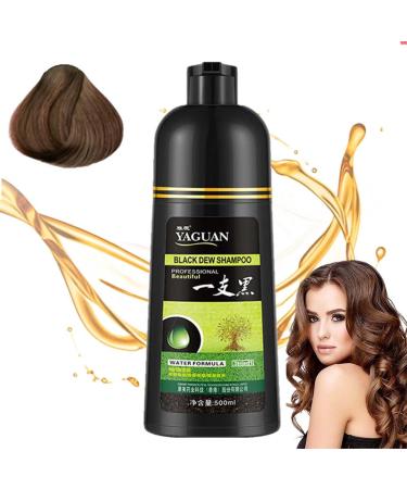 REYROB Yaguan Black Dew Shampoo Yaguan Black/Brown Hair Dye Shampoo Herbal Hair Coloring Shampoo in 10 Minutes for Men Women-500ML (Brown)