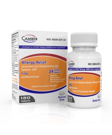 Camber Consumer Care Levocetirizine Dihydrochloride 5mg Antihistamine Tablets Compare to Xyzal Active Ingredient Allergy Relief Medicine (180 Count) - Buy Online on GoSupps.com