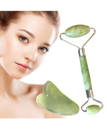 Shop 100% Natural Jade Roller Massager & Gua Sha Scraping Tool Set - Anti-Aging Facial Therapy for Wrinkle Reduction & Skin Rejuvenation - Buy Online on GoSupps.com