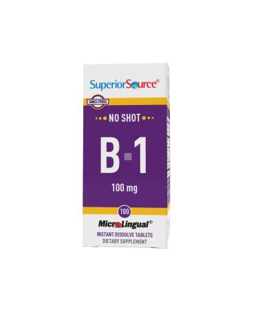 Superior Source Vitamin B1 (Thiamin), 100 mg, Under The Tongue Quick Dissolve Sublingual Tablets, 100 Count, Increased Metabolism and Energy Production, Nervous System Support, Non-GMO