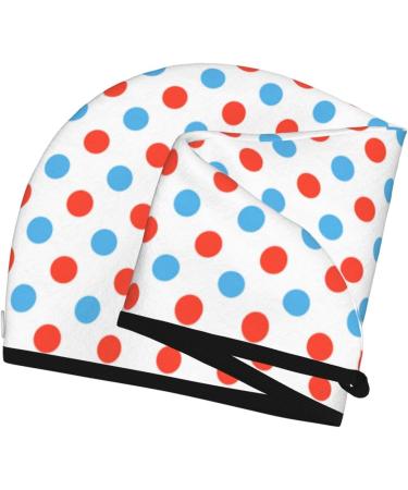 Red Blue Polka Dots Microfiber Hair Towel | Soft Super Absorbent Quick Dry Wrap for Women - Perfect for Long Curly & Thick Hair - Buy Online on GoSupps.com