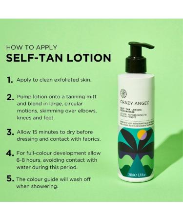 Crazy Angel Vegan Self-Tan Lotion (Medium/Dark Tan). Made in UK. 200ml. - Buy Online on GoSupps.com
