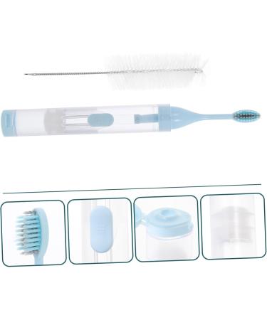 Homsfou 4-Piece Toothbrush Gift Set | Ortho Clean Toothbrush Mini Clamp & Dental Floss - Blue - Buy Online on GoSupps.com