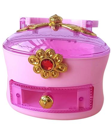 Uonlytech Hair Accessories Organizer Plastic Hair Ties Box with Handle Portable Little Girl Jewelry Crafts Container for Hair Pins Bows Barrette