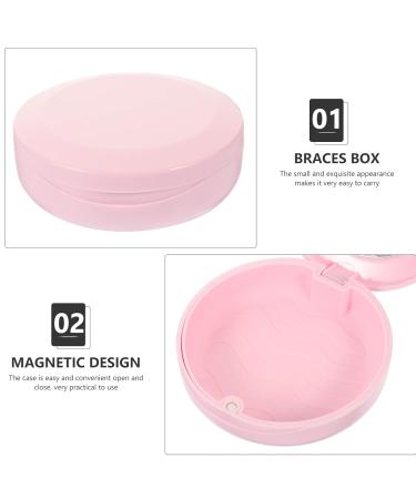 Portable Pink Denture Case with Mirror - Healeved Pocket Denture Storage Box for Orthodontics, Home & Outdoor Use - Buy Online on GoSupps.com