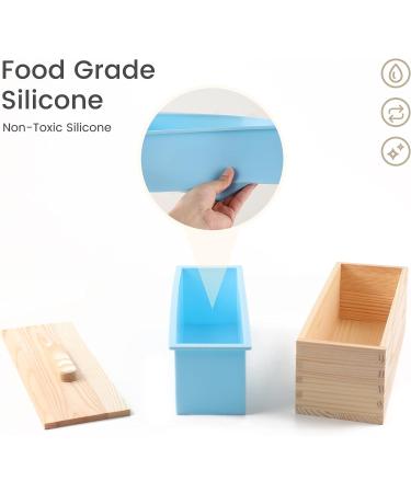 DOYOLLA Silicone Soap Loaf Molds with Wooden Box and Covers - Set of 2 (84oz) - Ideal for Homemade Soaps - Random Color - Buy Online on GoSupps.com