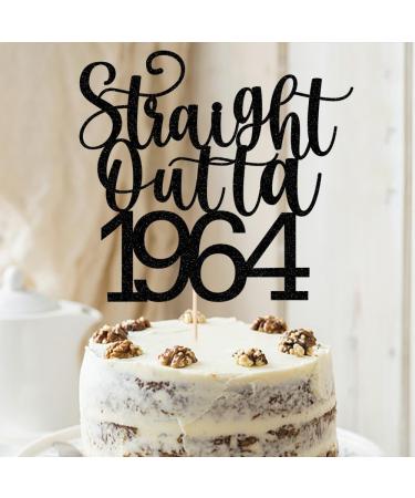Sodasos Black Glitter Straight Outta 1964 Cake Topper Happy 60th Birthday Cake Topper 60 and Fabulous 60th Wedding/Anniversary Party Sign Decorations (black Straight Outta 1964) - Buy Online on GoSupps.com